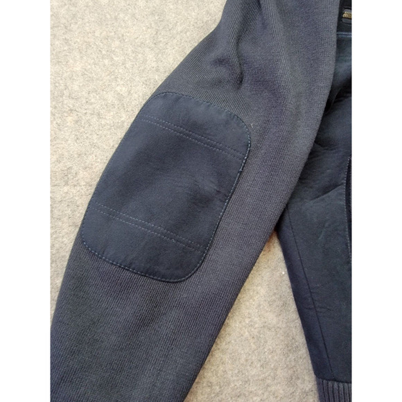 Enzo Tovare Coat Mens Medium Blue Faux Suede Elbow Patches Bomber Jacket - Picture 10 of 14